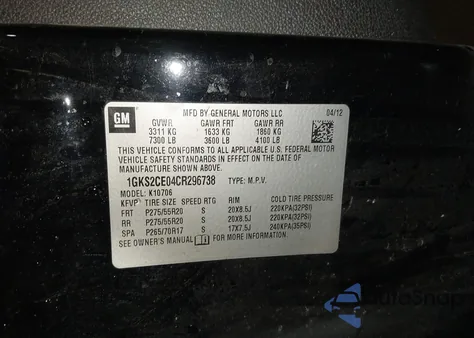 2012 GMC Yukon Slt from USA, damaged, VIN 1GKS2CE04CR296738